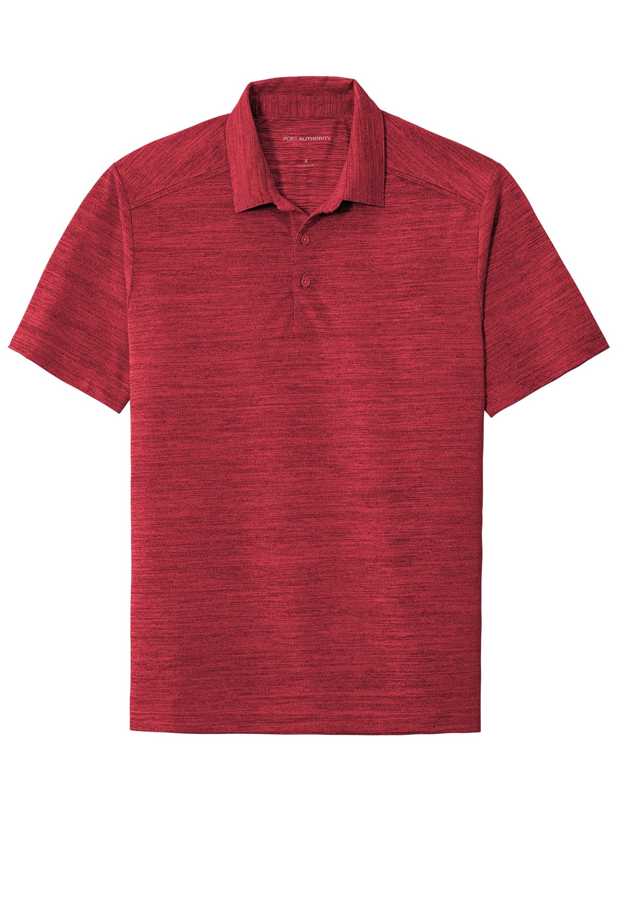 Front View of Red/Black Port Authority Stretch Heather Polo K583