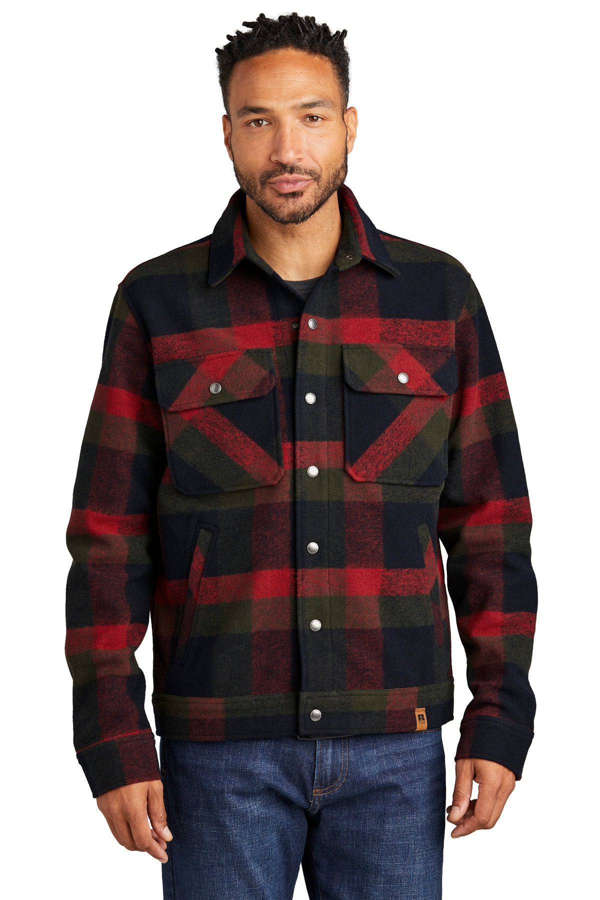 Front View of RedPlaid Russell Outdoors Basin Jacket RU550