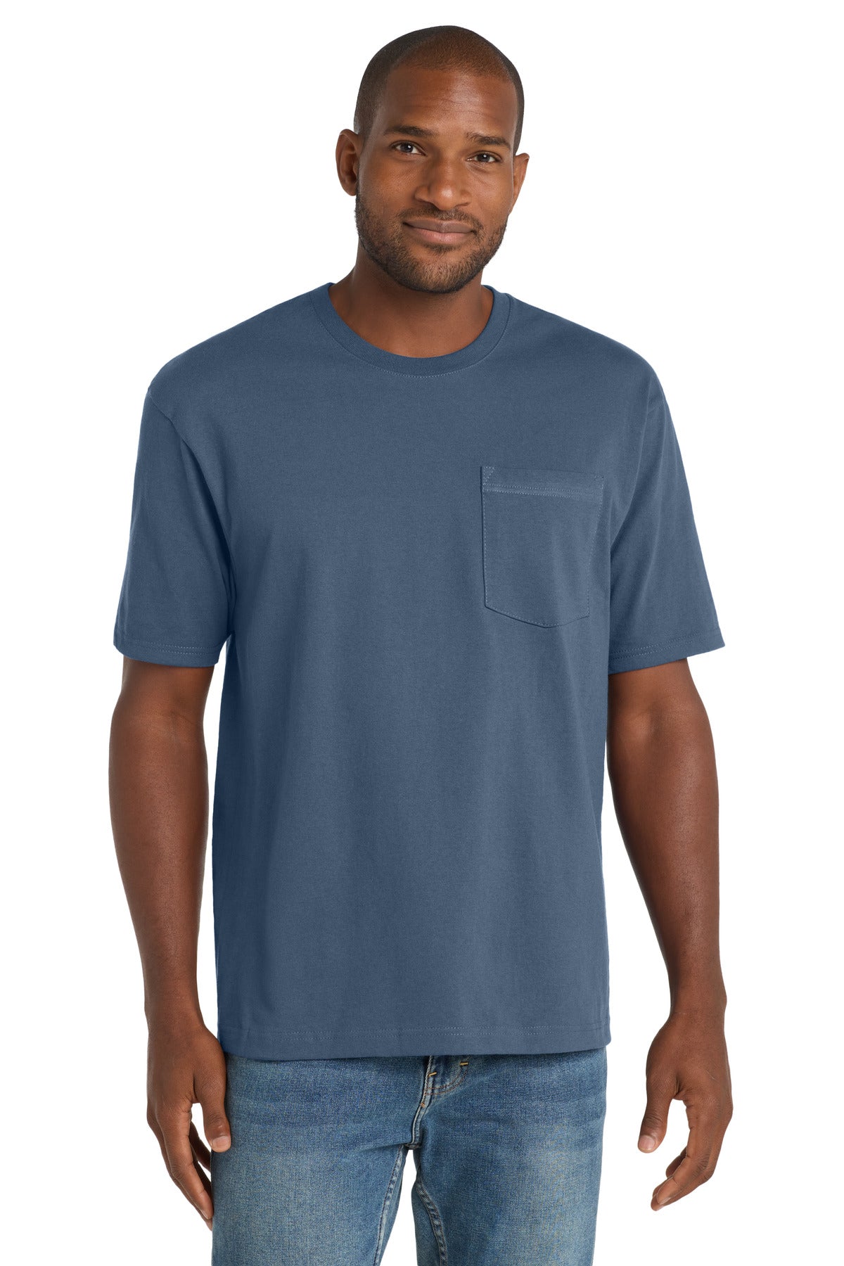 Front View of Regatta Blue CornerStone Workwear Pocket Tee CS430