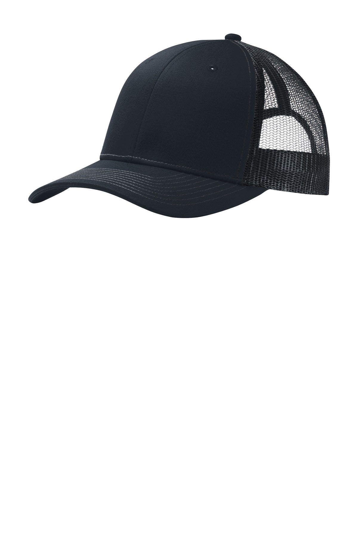 Front View of Rich Navy Port Authority Snapback Trucker Cap. C112