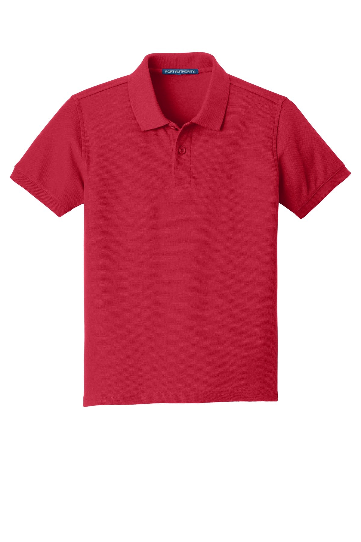 Front View of Rich Red Port Authority Youth Core Classic Pique Polo. Y100