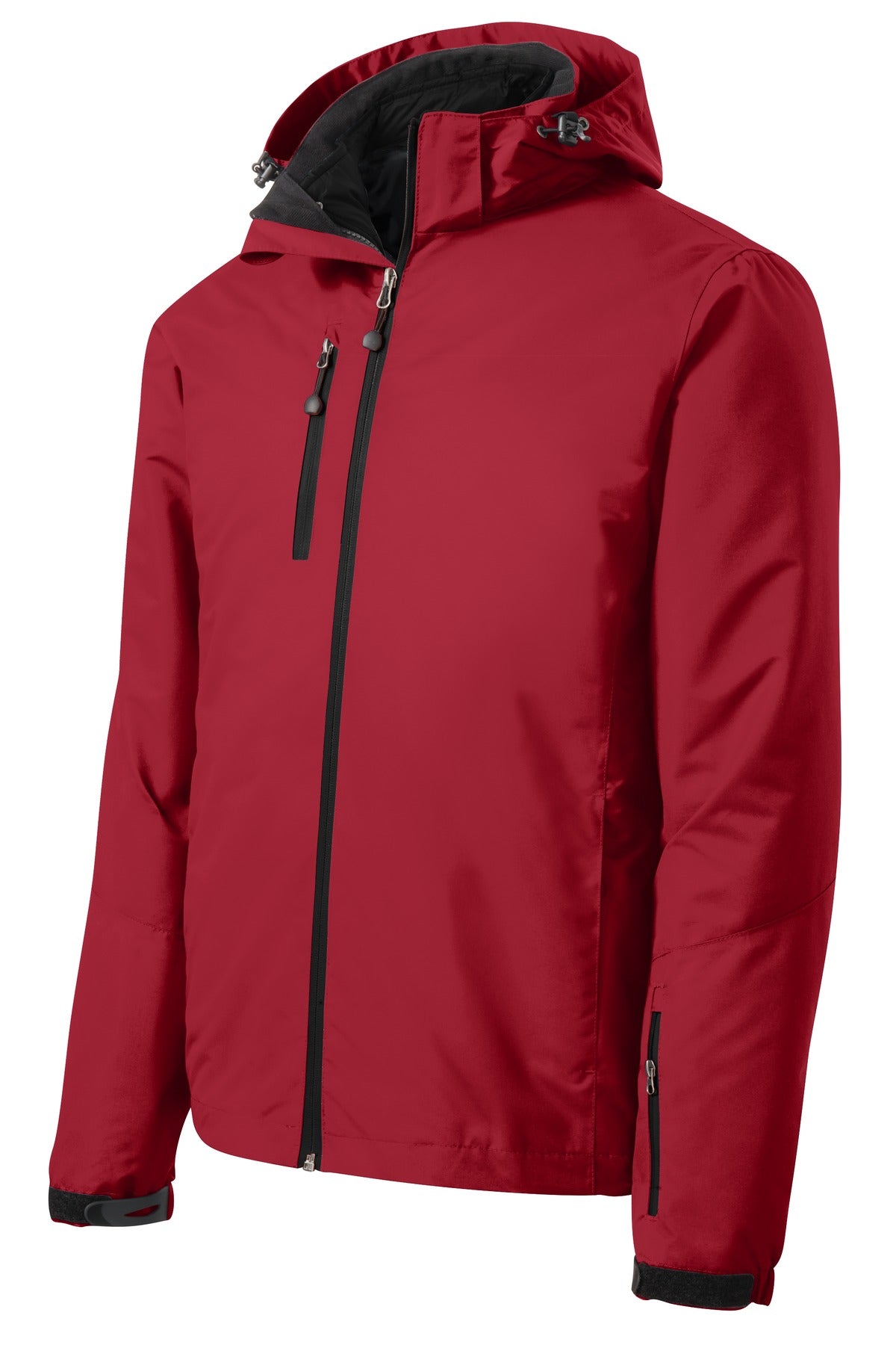 Front View of Rich Red/Black Port Authority Vortex Waterproof 3-in-1 Jacket. J332