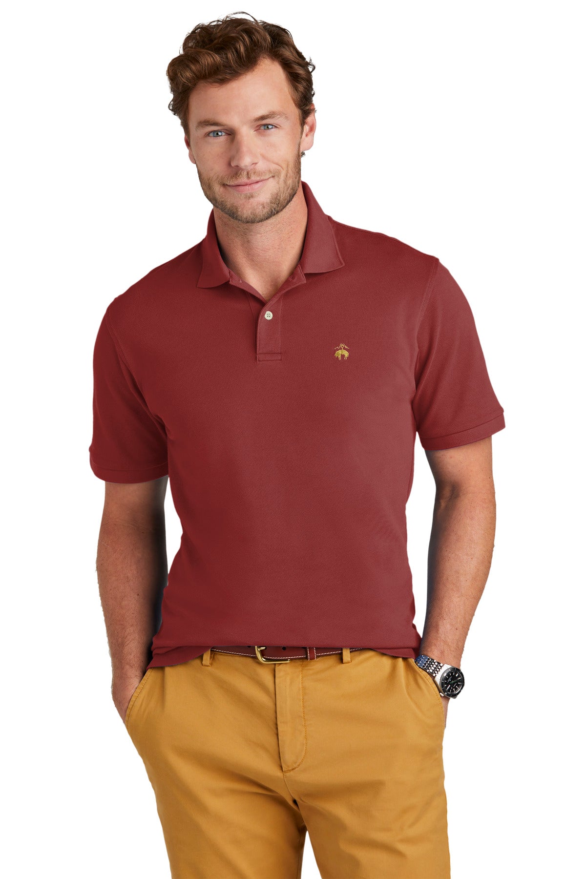 Front View of RichRed Brooks Brothers Pima Cotton Pique Polo BB18200