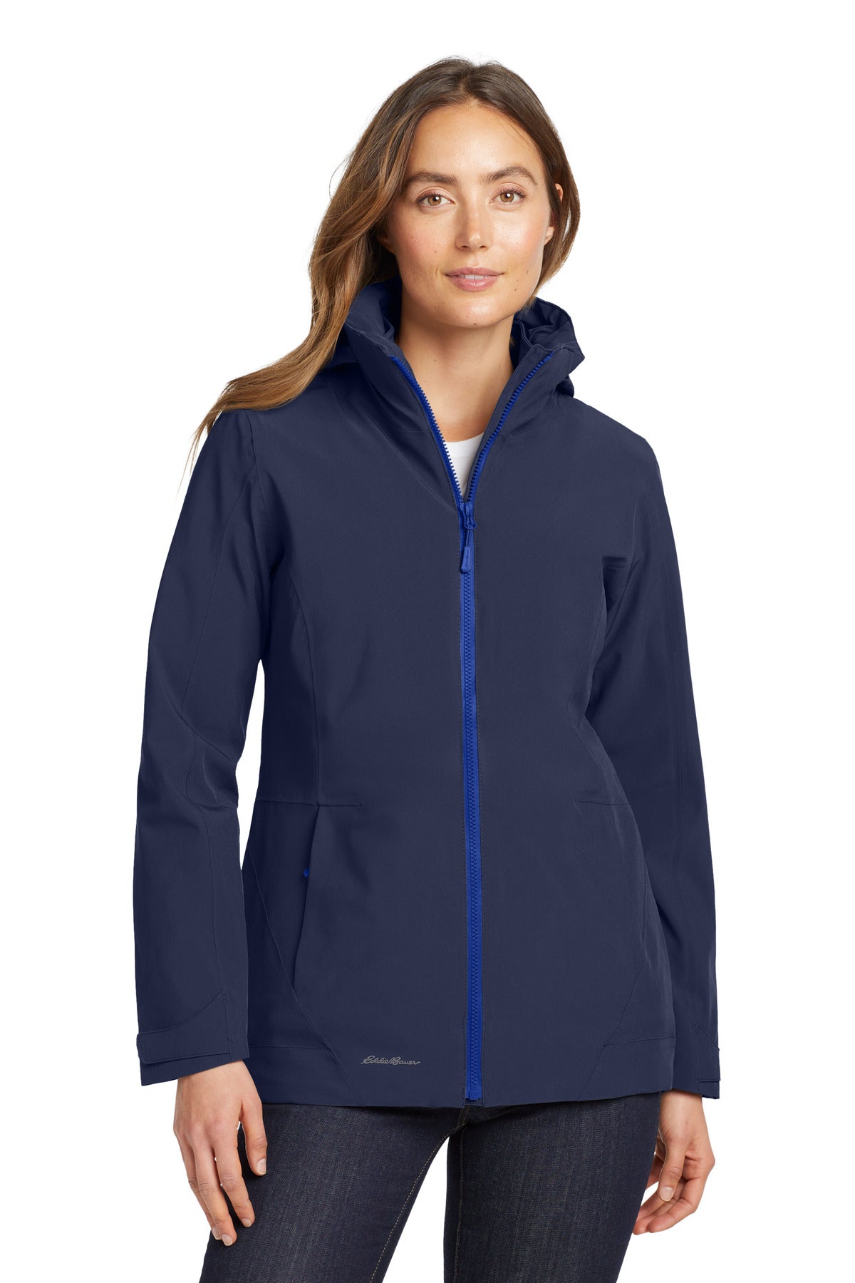Front View of Riv B Ny/Co Bl Eddie Bauer Women's WeatherEdge 3-in-1 Jacket EB657