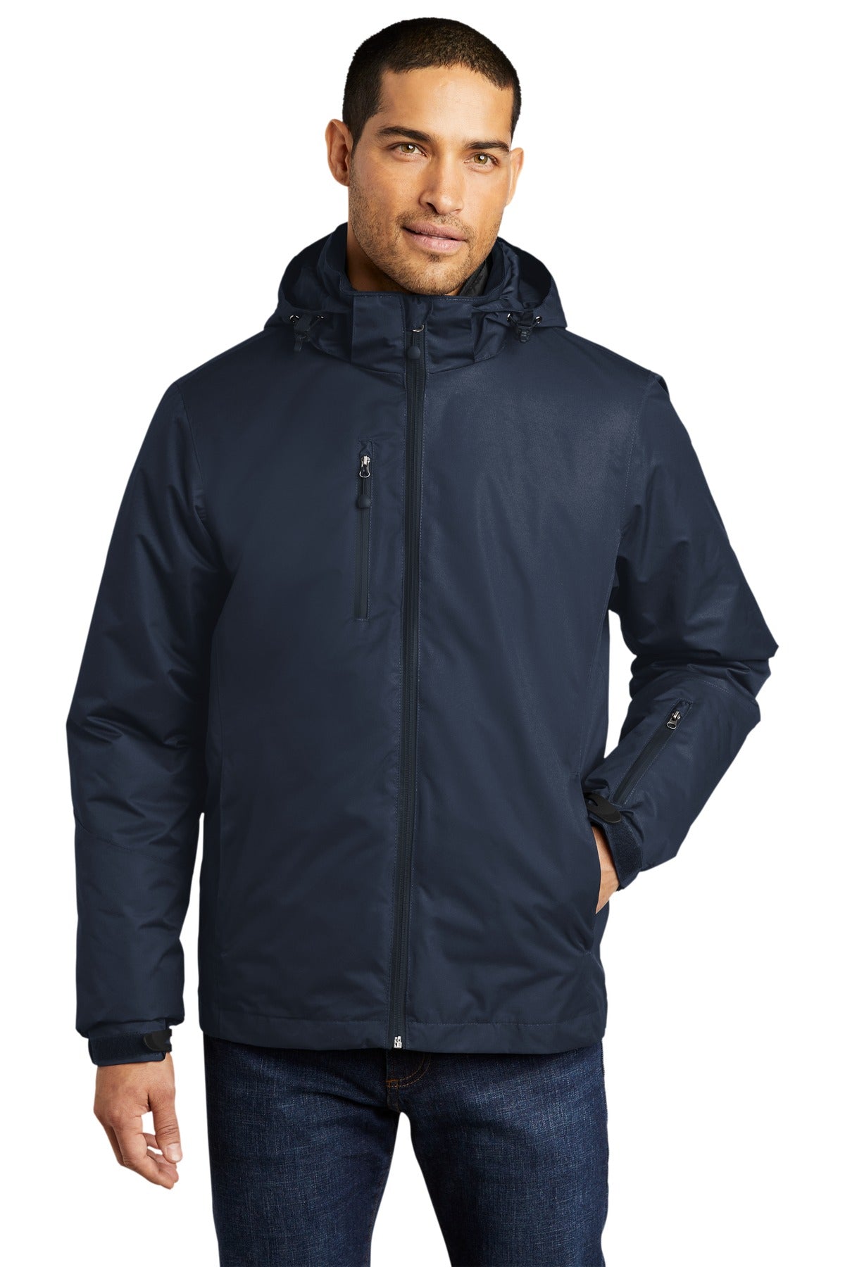 Front View of Riv Bl Ny/RBNy Port Authority Vortex Waterproof 3-in-1 Jacket. J332