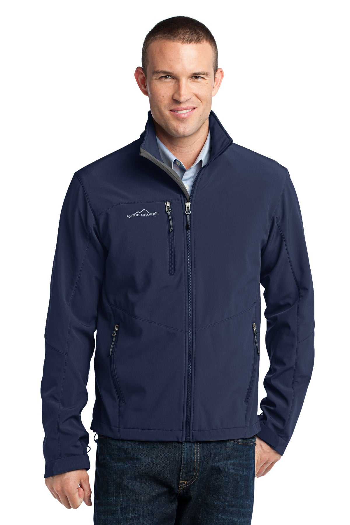 Front View of River Blue Eddie Bauer - Soft Shell Jacket. EB530