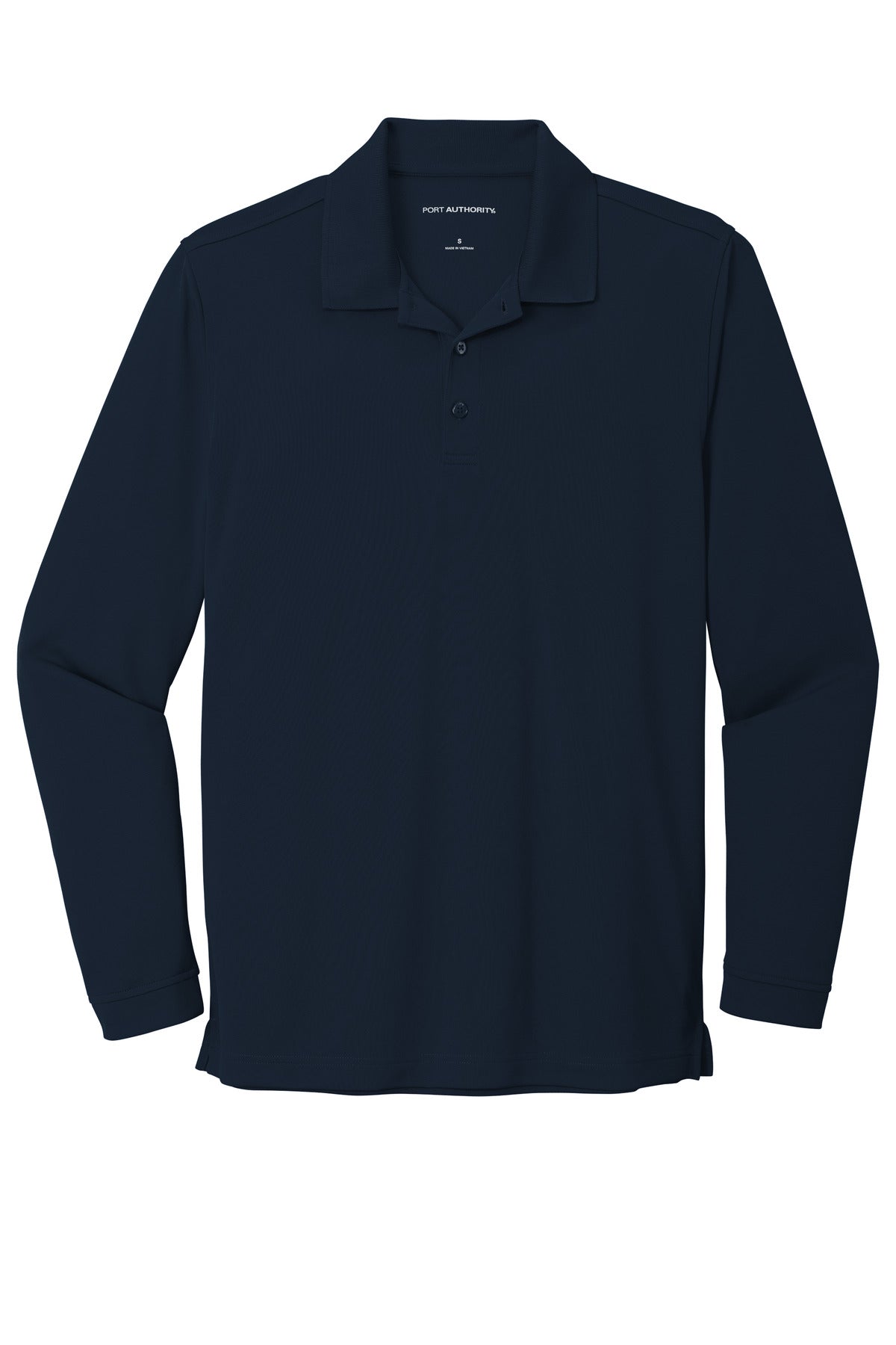 Front View of River Blue Nvy Port Authority Dry Zone UV Micro-Mesh Long Sleeve Polo K110LS
