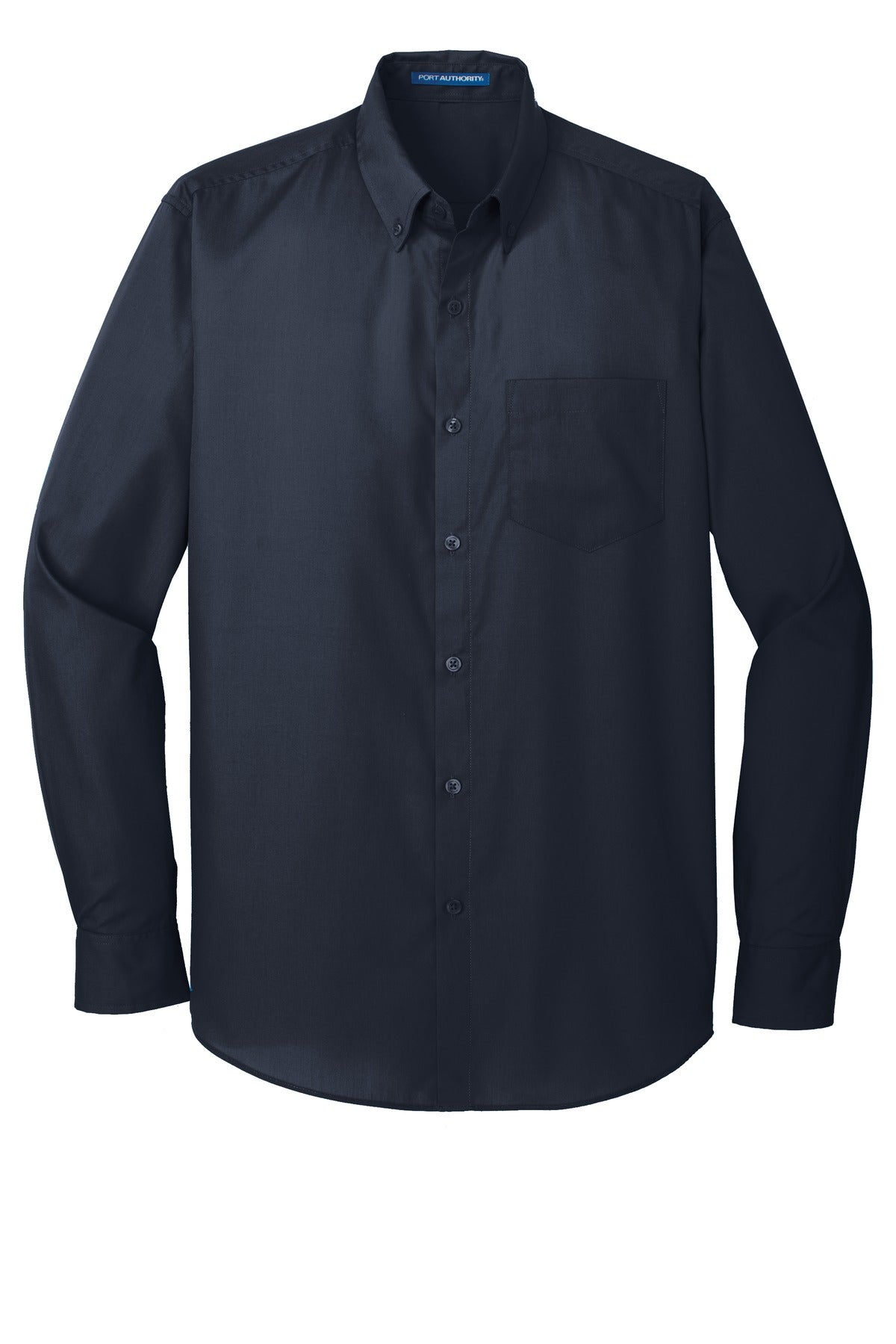 Front View of River Blue Nvy Port Authority Long Sleeve Carefree Poplin Shirt. W100