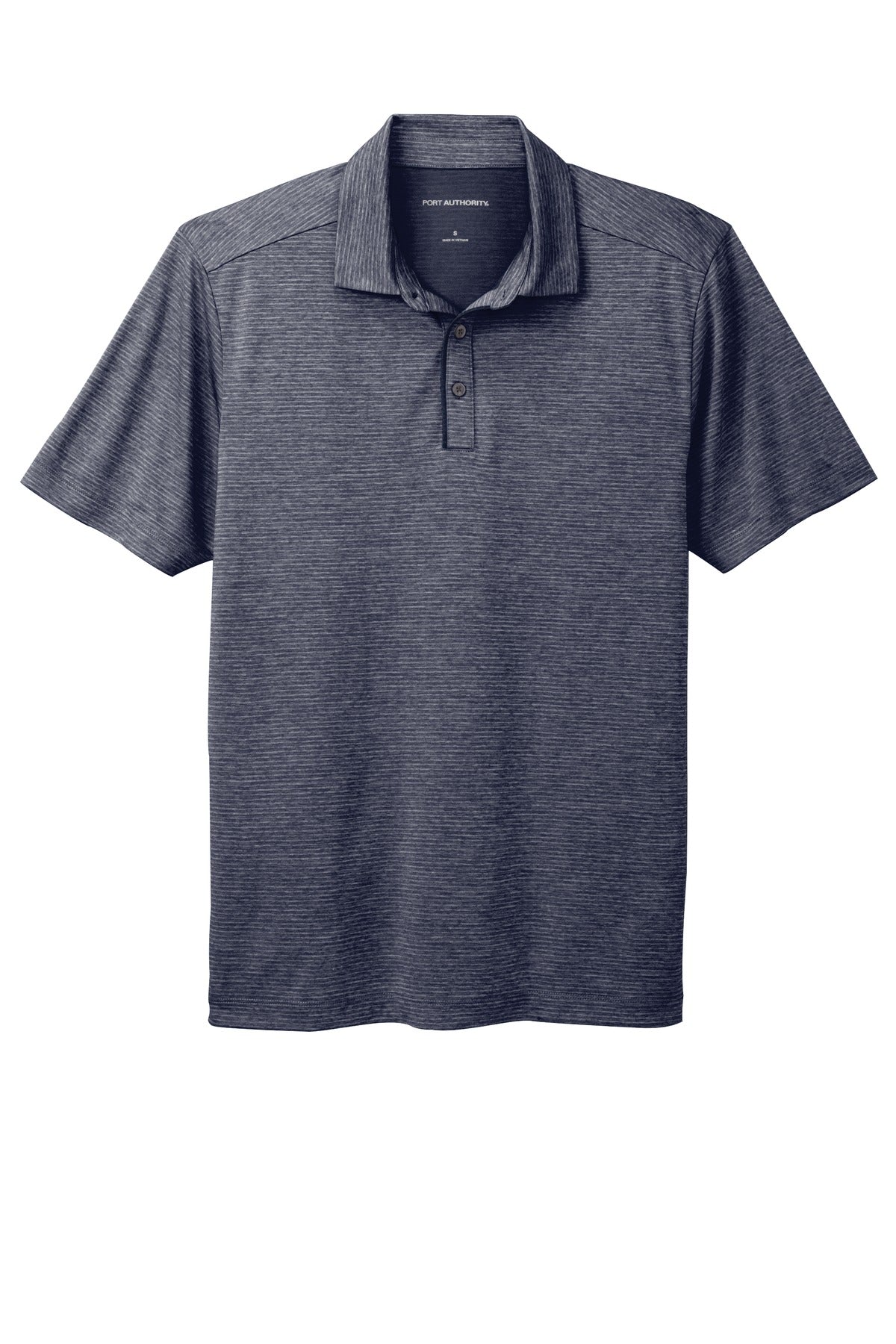 Front View of River Blue Nvy Port Authority Shadow Stripe Polo. K585
