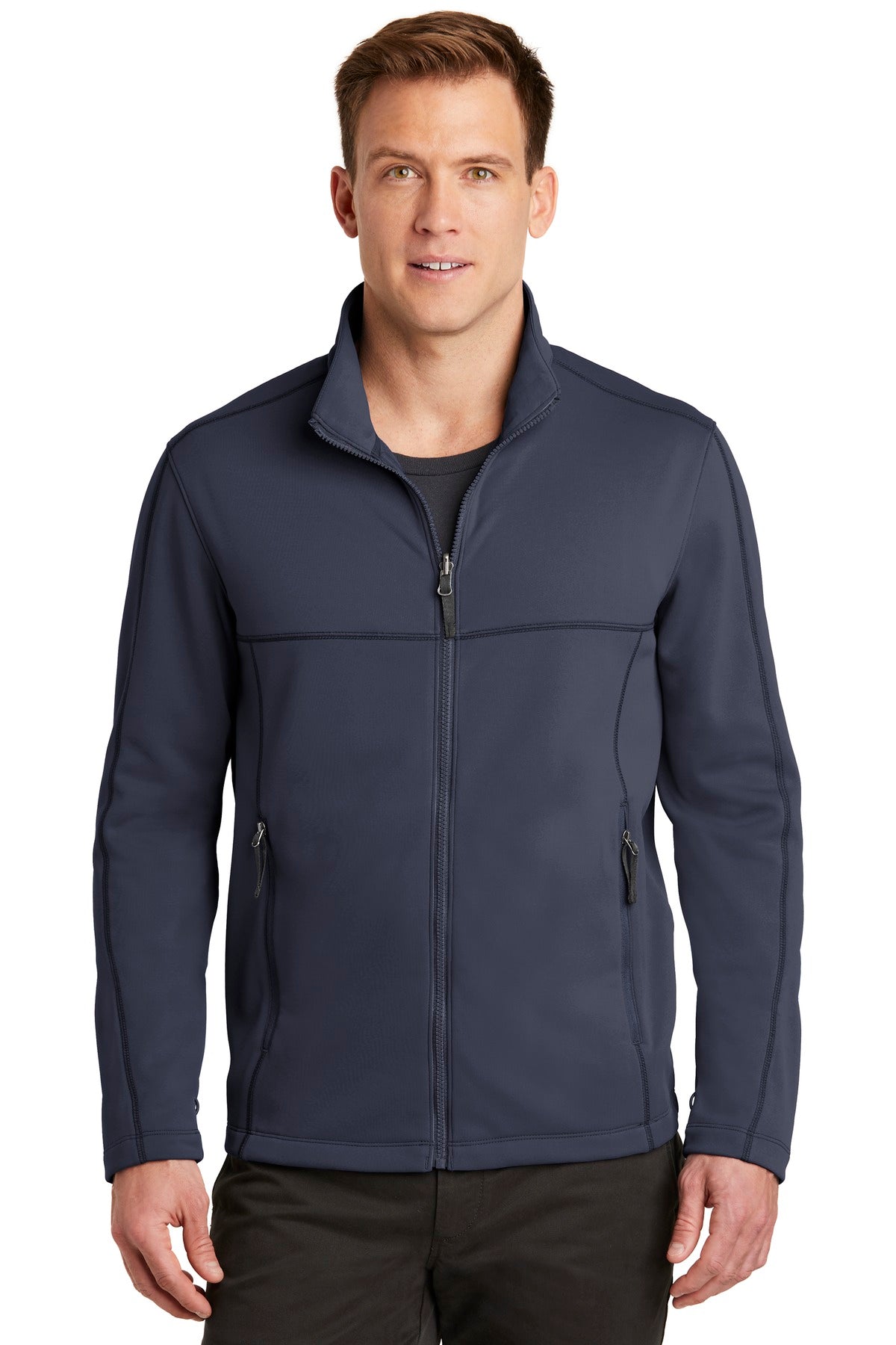 Front View of River Blue Port Authority Collective Smooth Fleece Jacket. F904