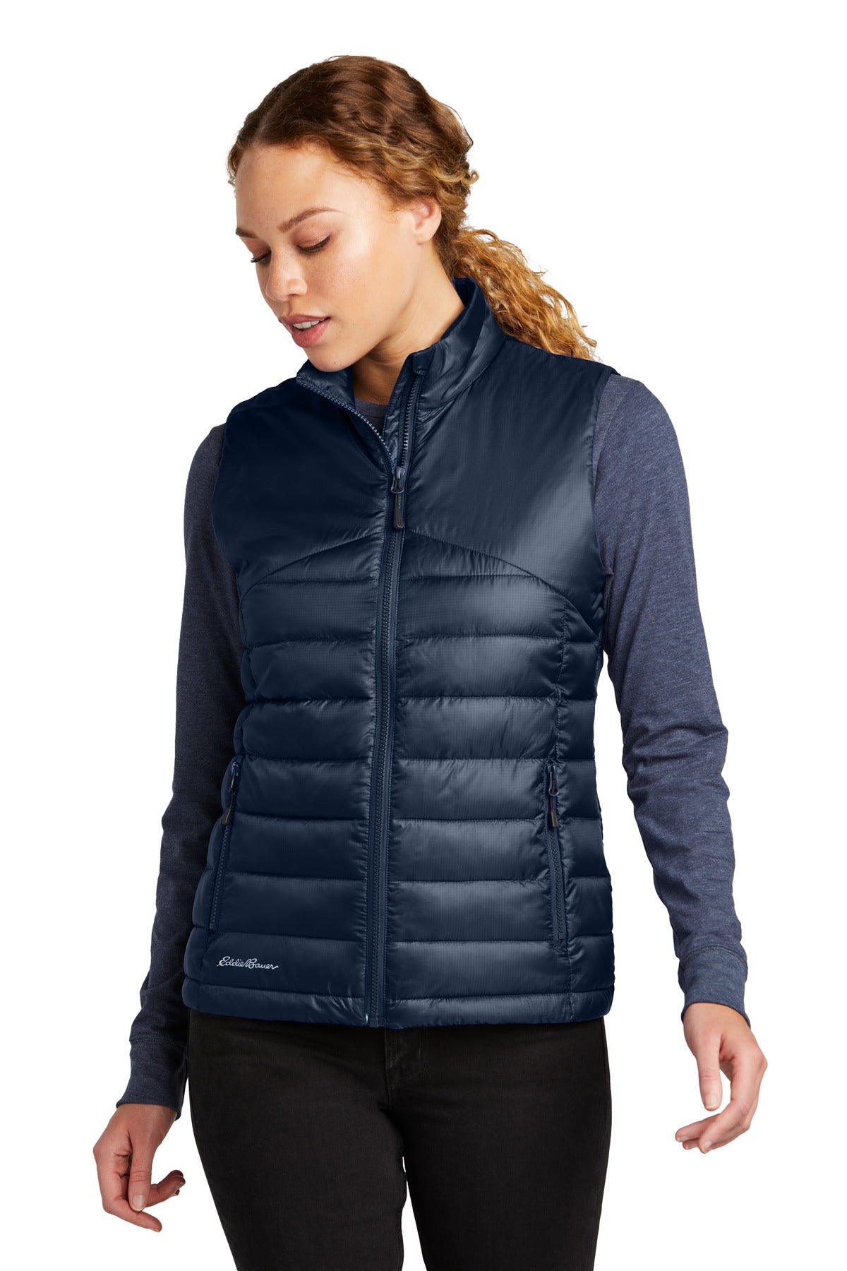 Front View of RiverBlNv Eddie Bauer Women's Quilted Vest EB513