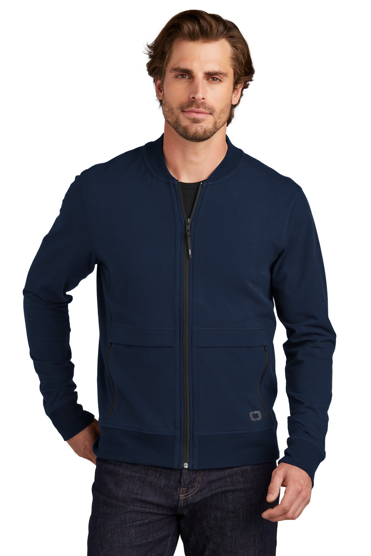 Front View of RiverBlNv OGIO Outstretch Full-Zip OG830