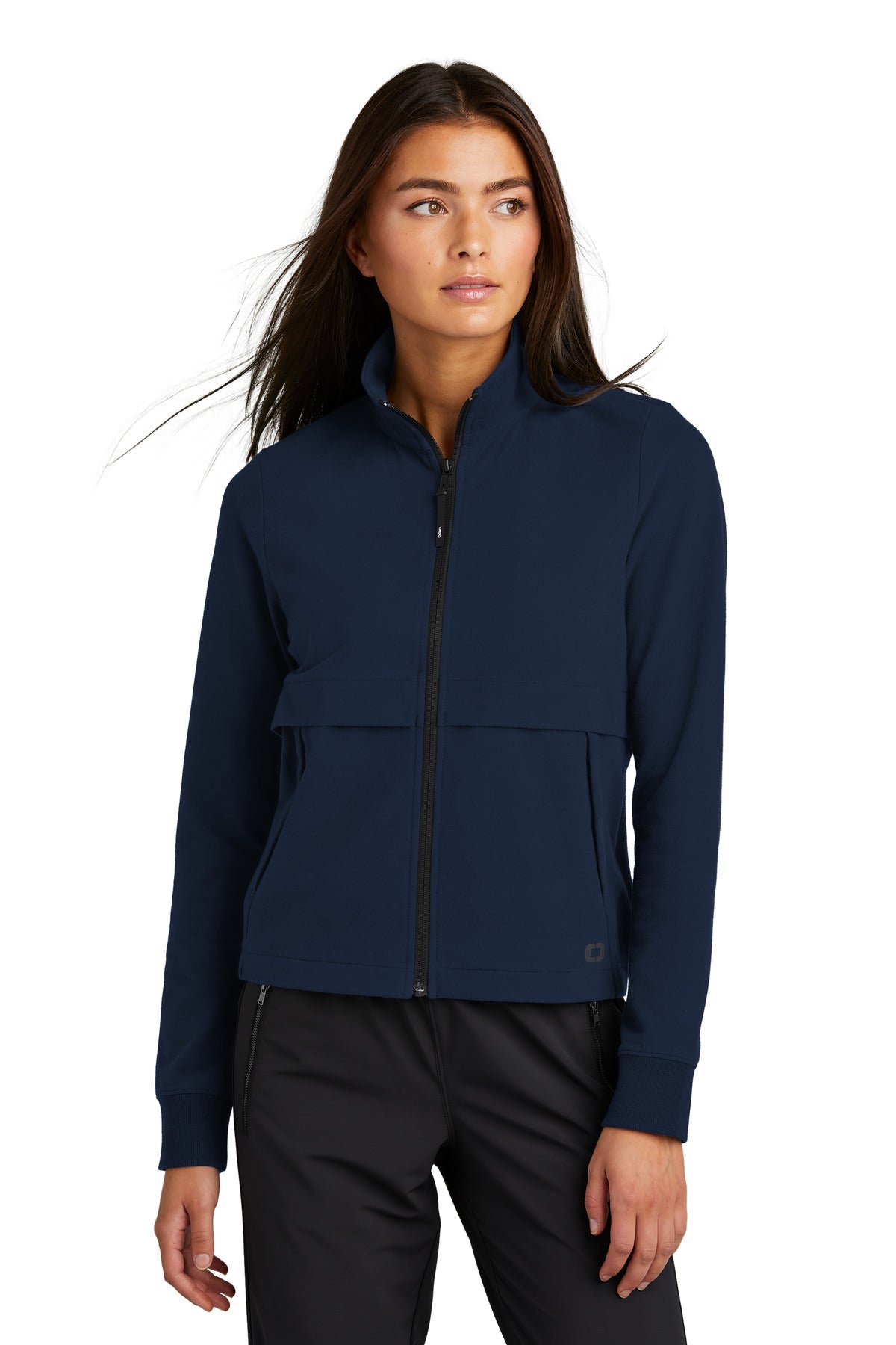 Front View of RiverBlNv OGIO Women's Outstretch Full-Zip LOG830