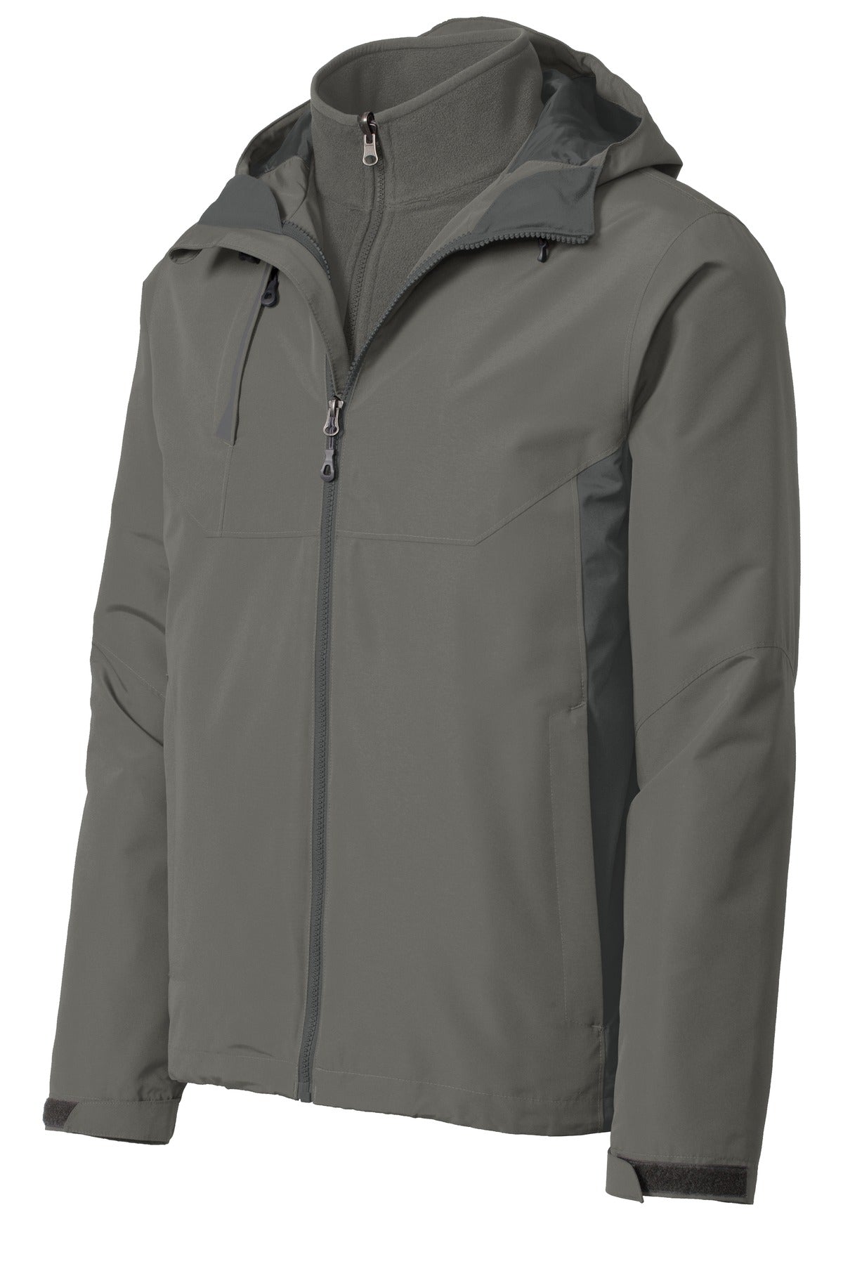 Front View of Rogue Gy/Gy St Port Authority Merge 3-in-1 Jacket. J338
