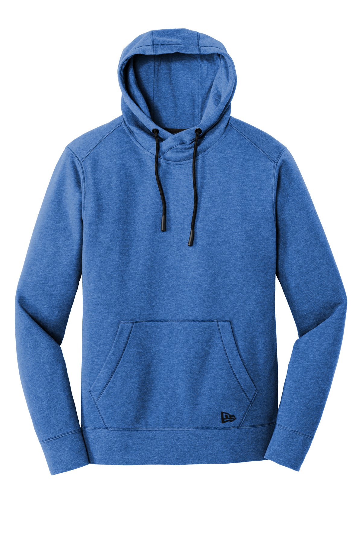 Front View of Royal Heather New Era Tri-Blend Fleece Pullover Hoodie. NEA510
