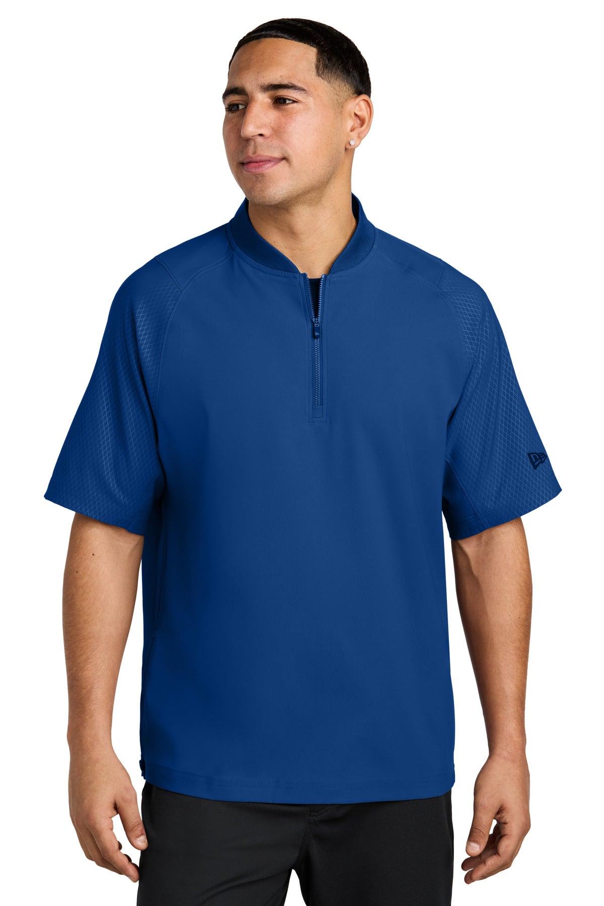 Front View of Royal New Era Cage Short Sleeve 1/4-Zip Jacket. NEA600