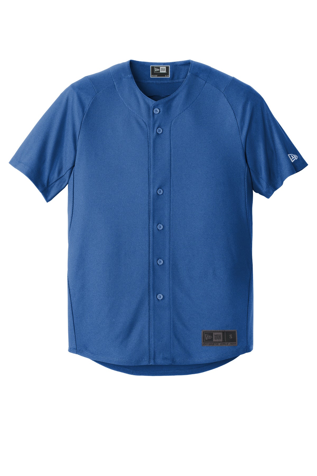 Front View of Royal New Era Diamond Era Full-Button Jersey. NEA220