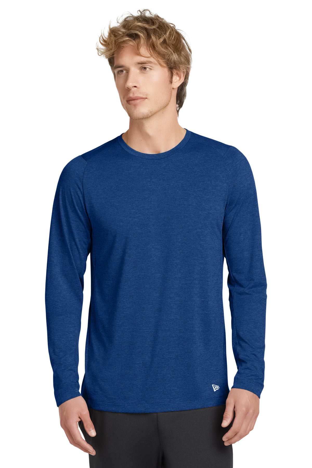 Front View of Royal New Era Series Performance Long Sleeve Crew Tee. NEA201