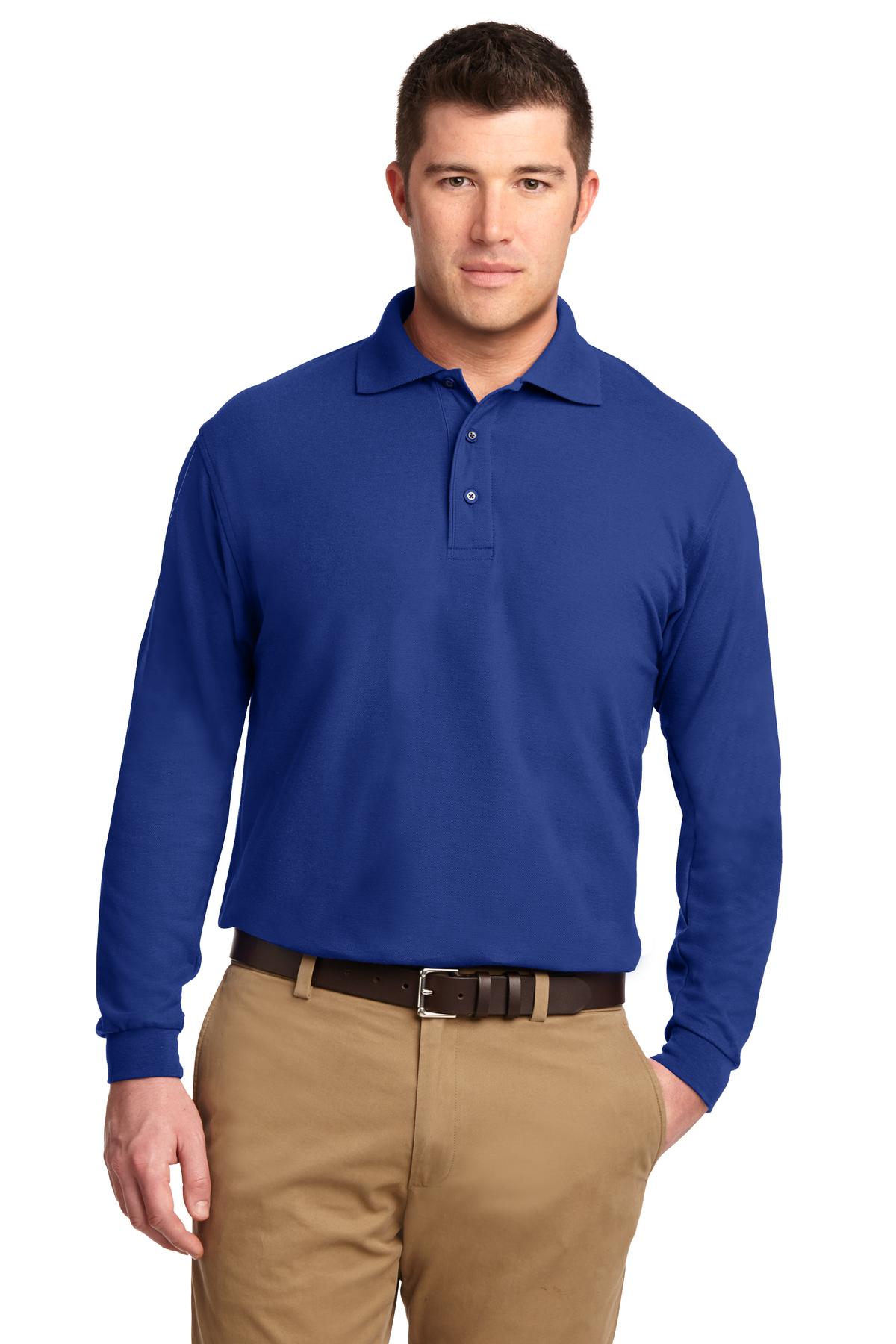 Front View of Royal Port Authority Tall Silk Touch Long Sleeve Polo. TLK500LS