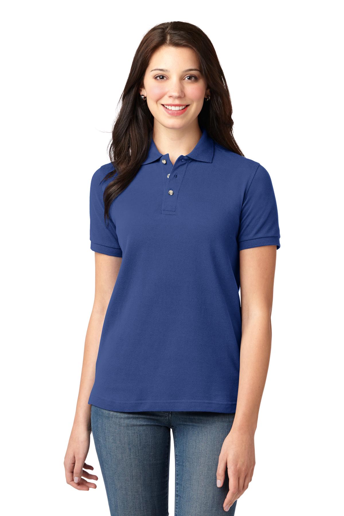 Front View of Royal Port Authority Women's Heavyweight Cotton Pique Polo. L420