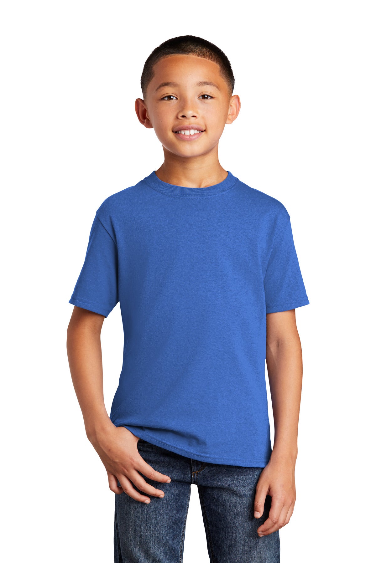 Front View of Royal Port & Company Youth Core Cotton DTG Tee PC54YDTG