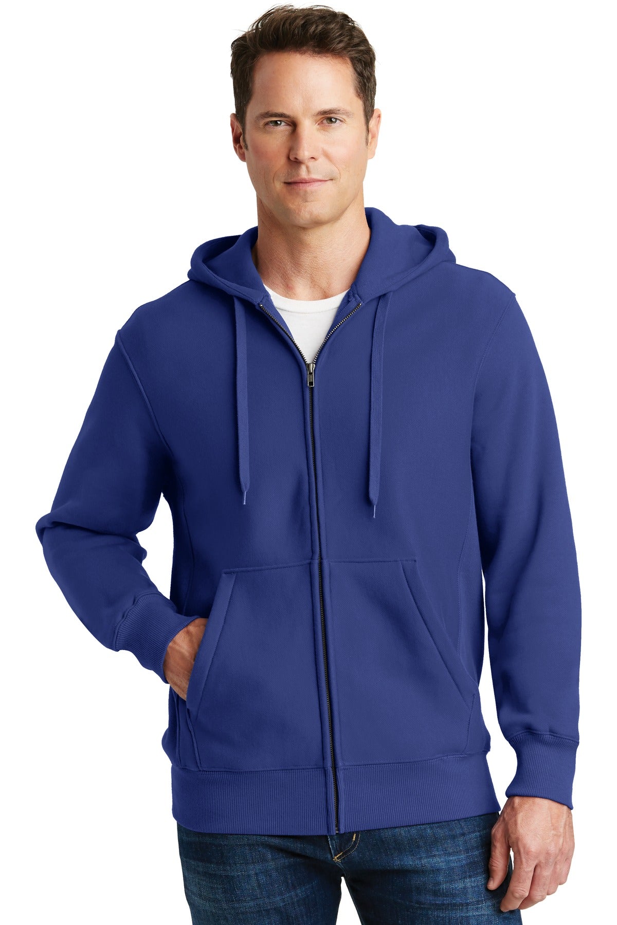 Front View of Royal Sport-Tek Super Heavyweight Full-Zip Hooded Sweatshirt. F282