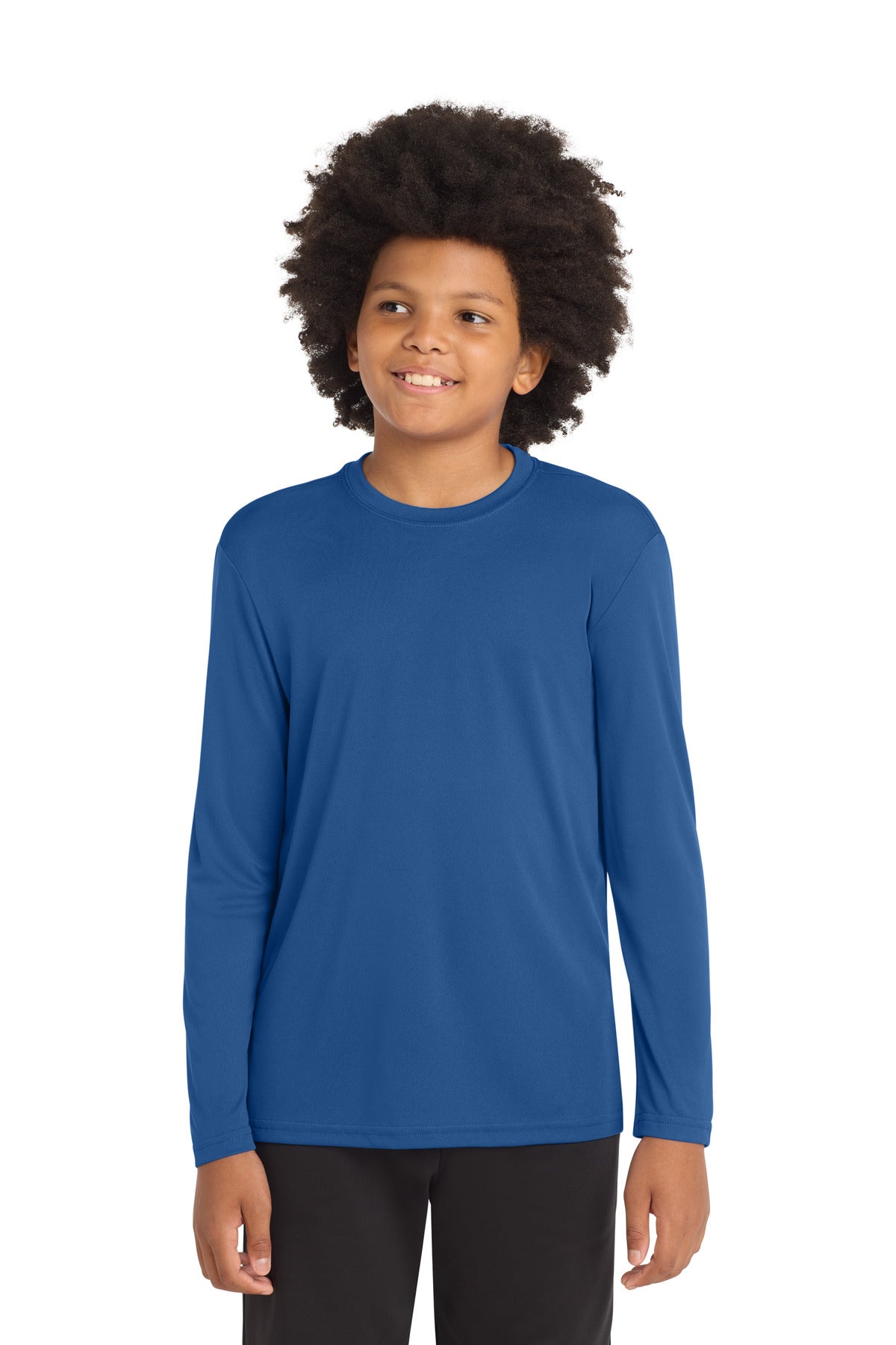 Front View of Royal Sport-Tek Youth Long Sleeve PosiCharge Competitor Tee. YST350LS