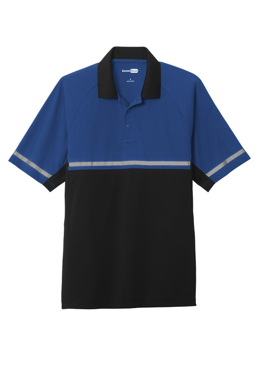Front View of Royal/Black CornerStone Select Lightweight Snag-Proof Enhanced Visibility Polo CS423