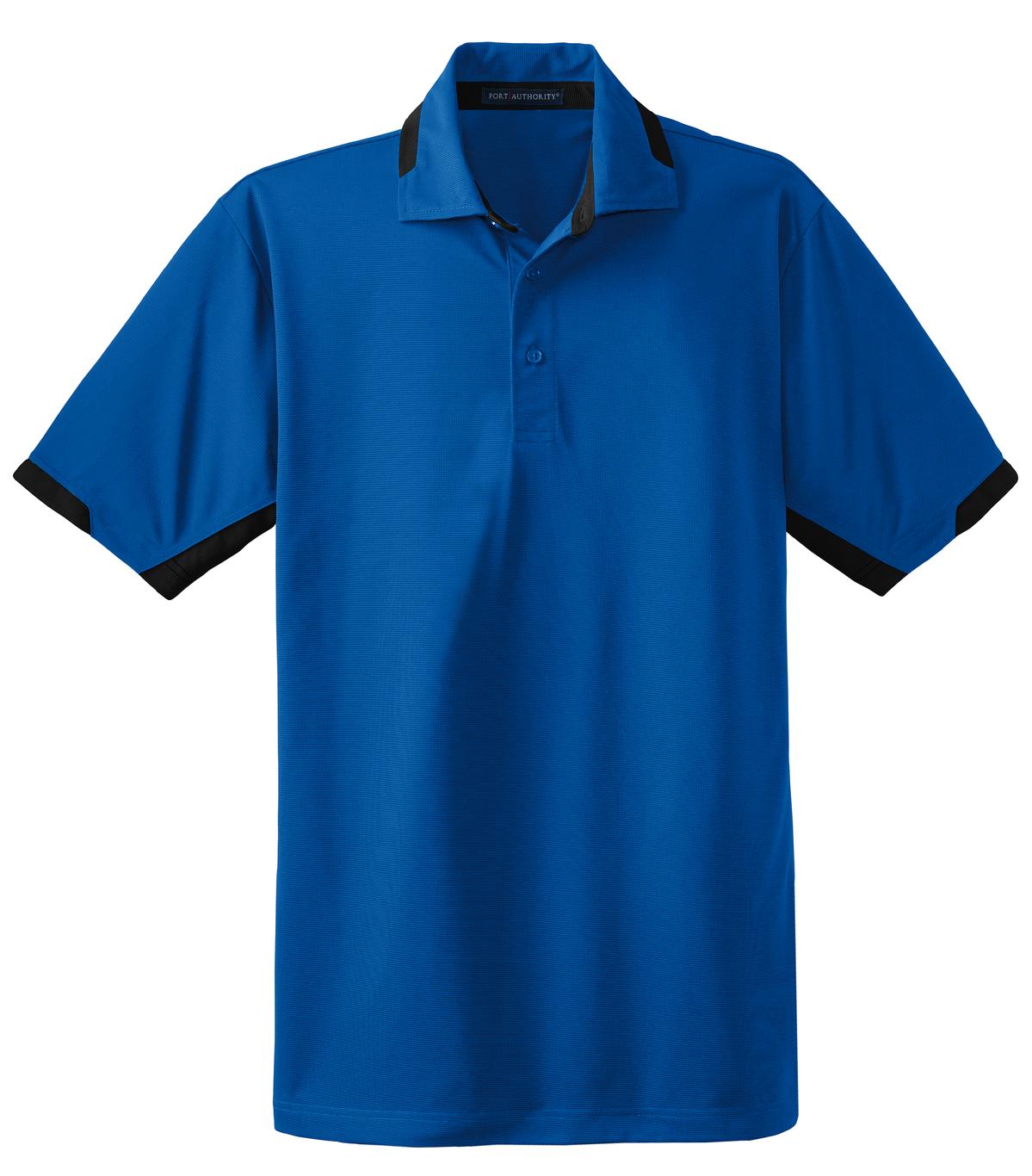 Front View of Royal/Black Port Authority Dry Zone Colorblock Ottoman Polo. K524