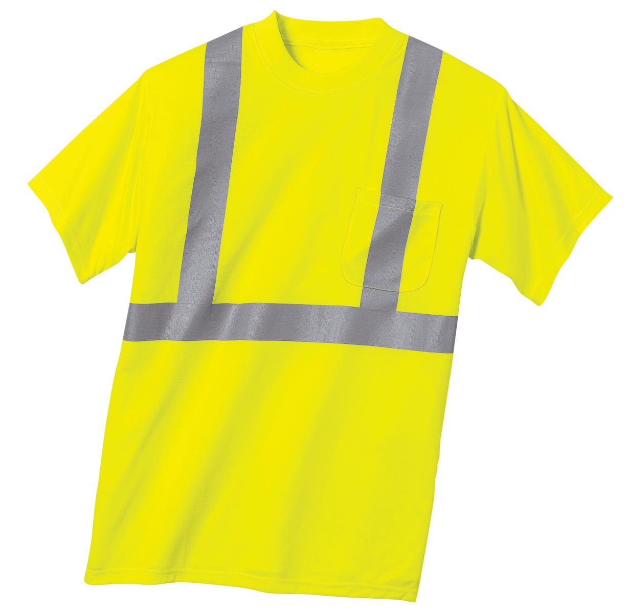 Front View of Safety Yellow CornerStone - ANSI 107 Class 2 Safety T-Shirt. CS401