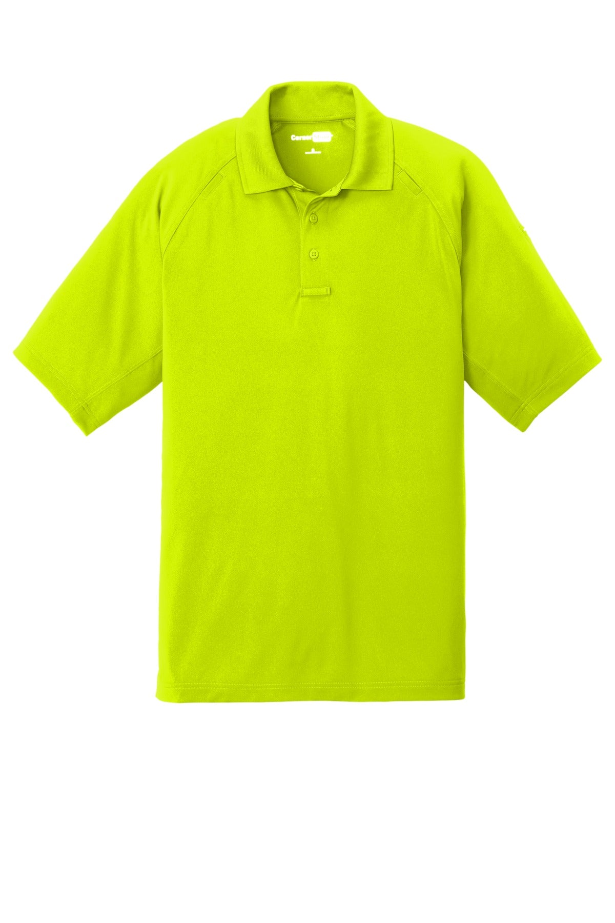 Front View of Safety Yellow CornerStone Select Lightweight Snag-Proof Tactical Polo. CS420