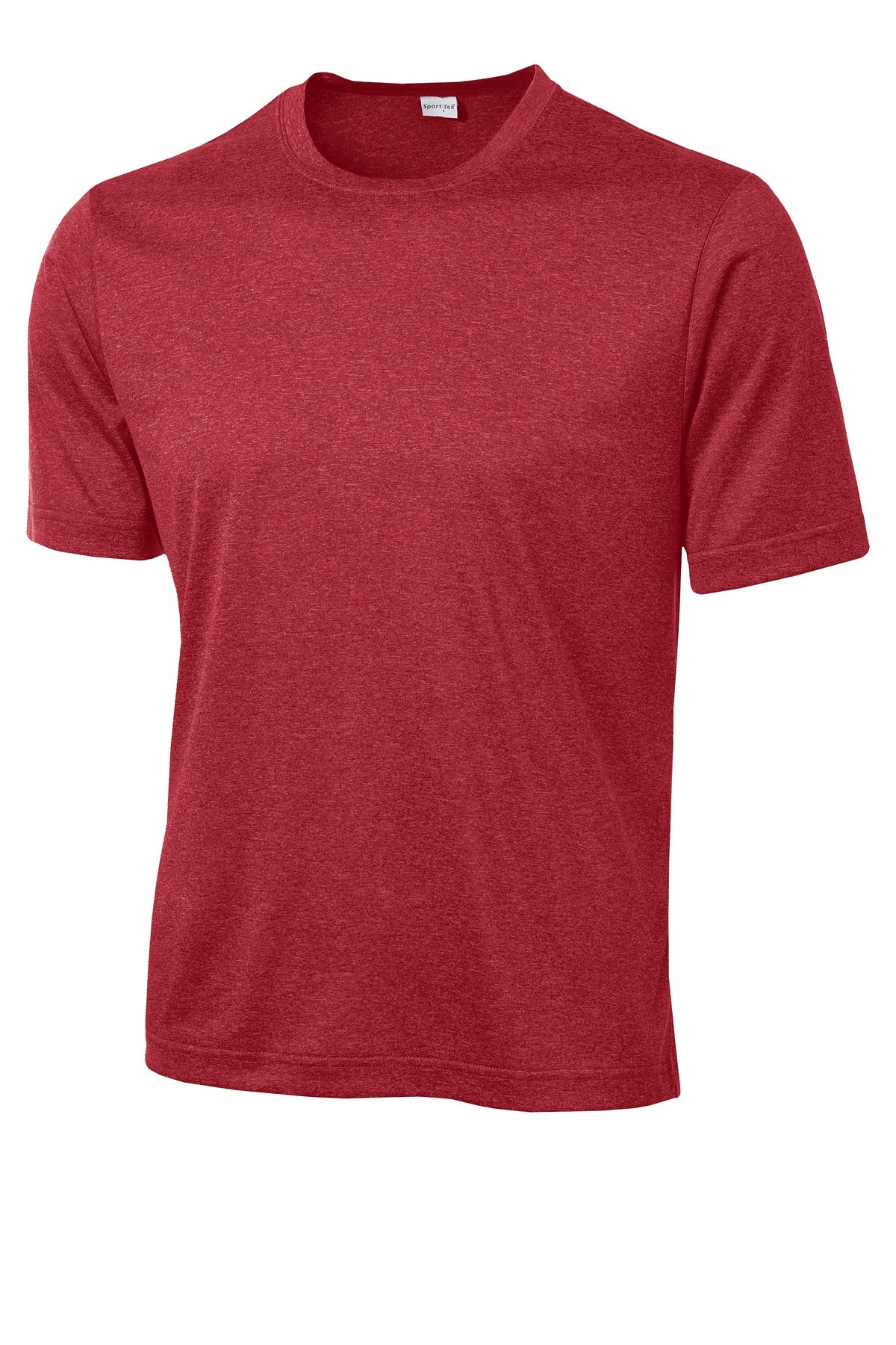 Front View of Scarlet Hthr Sport-Tek Tall Heather Contender Tee. TST360