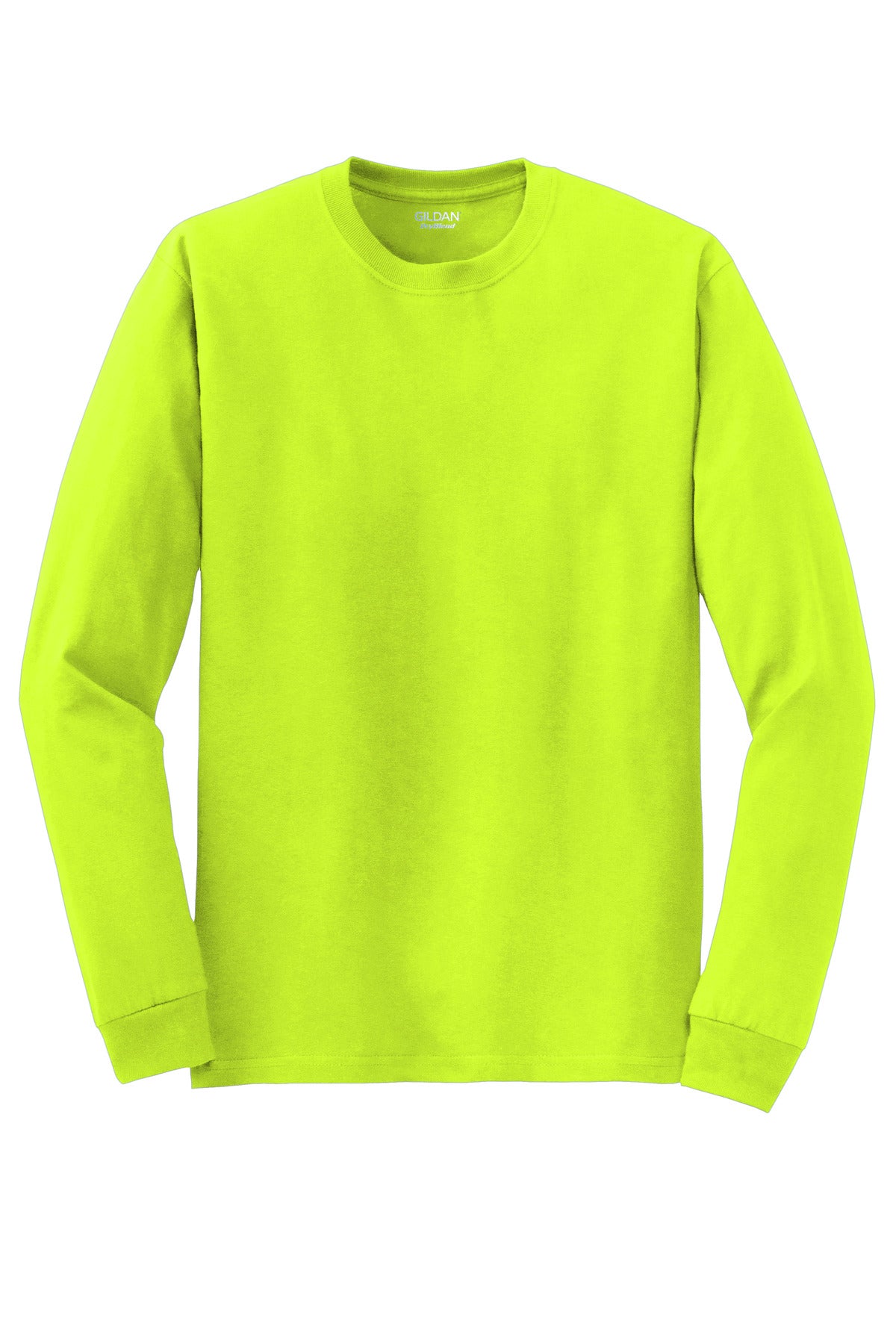 Front View of SftyGrn Gildan - DryBlend 50 Cotton/50 Poly Long Sleeve T-Shirt. 8400