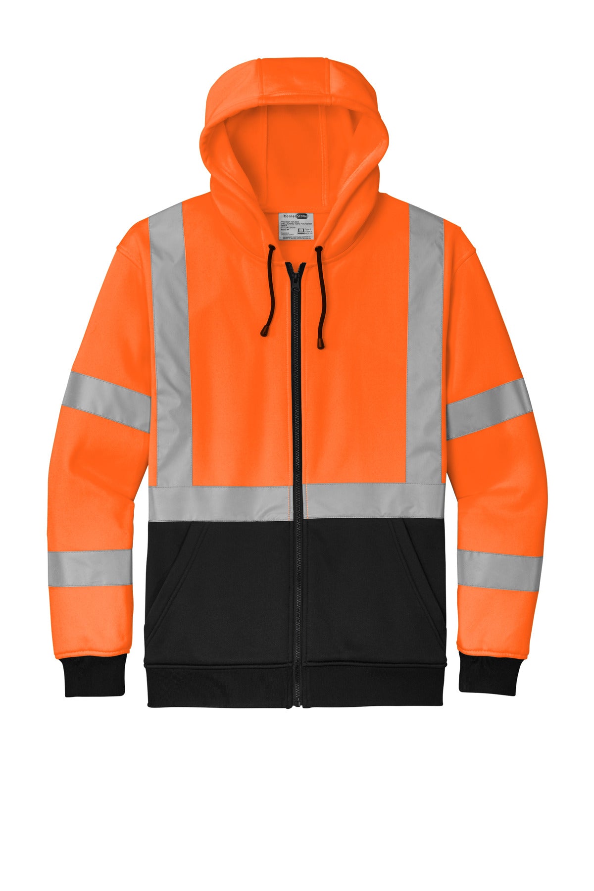 Front View of SftyOrg CornerStone A107 Class 3 Heavy-Duty Fleece Full-Zip Hoodie CSF300