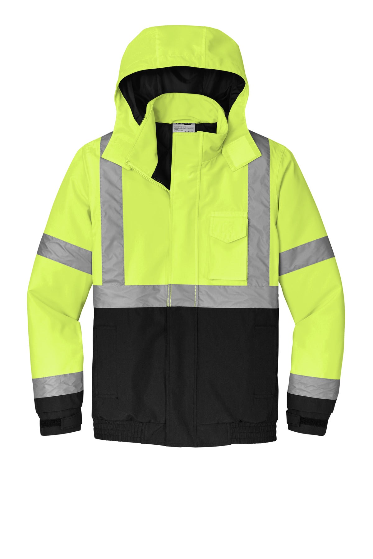 Front View of SftyYellow CornerStone ANSI 107 Class 3 Economy Waterproof Insulated Bomber Jacket CSJ500
