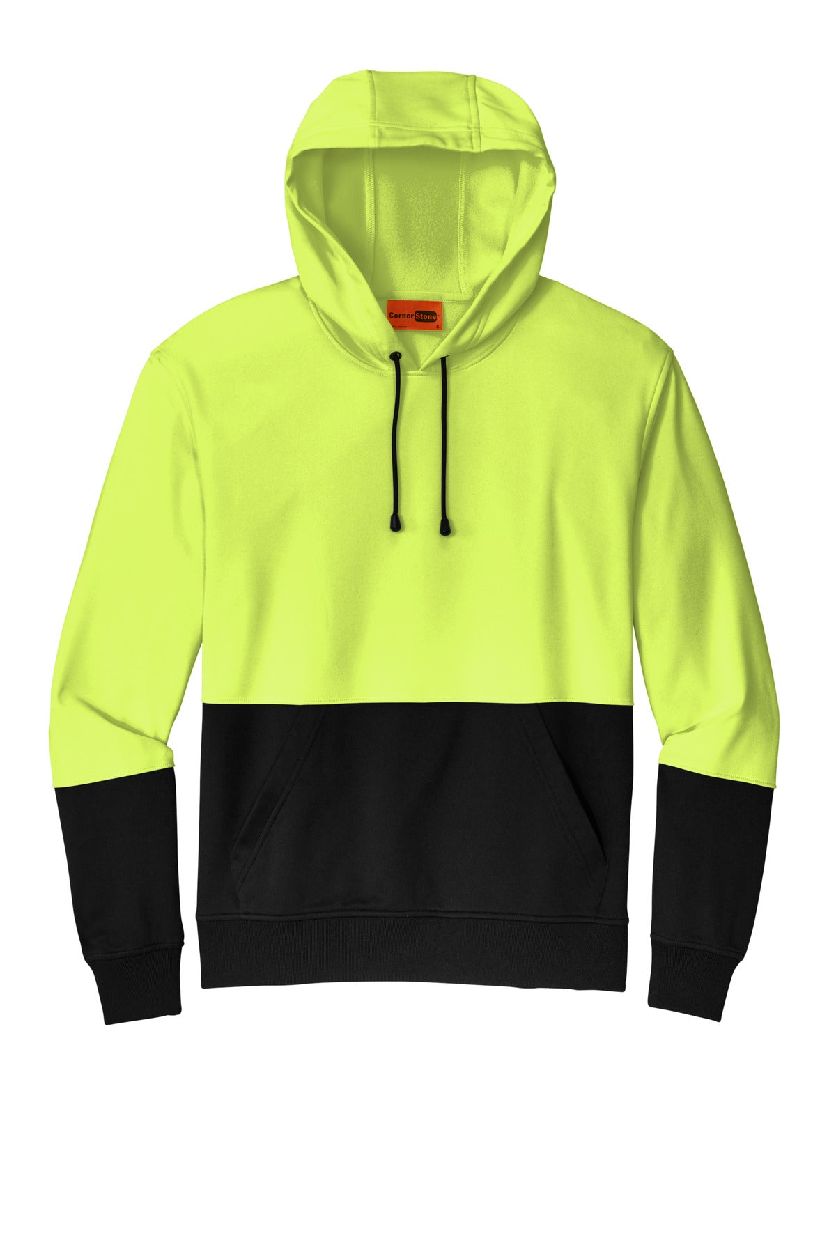 Front View of SftyYellow CornerStone Enhanced Visibility Fleece Pullover Hoodie CSF01