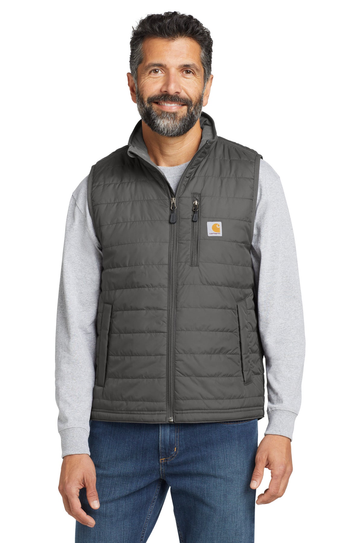 Front View of Shadow Grey Carhartt Gilliam Vest CT102286