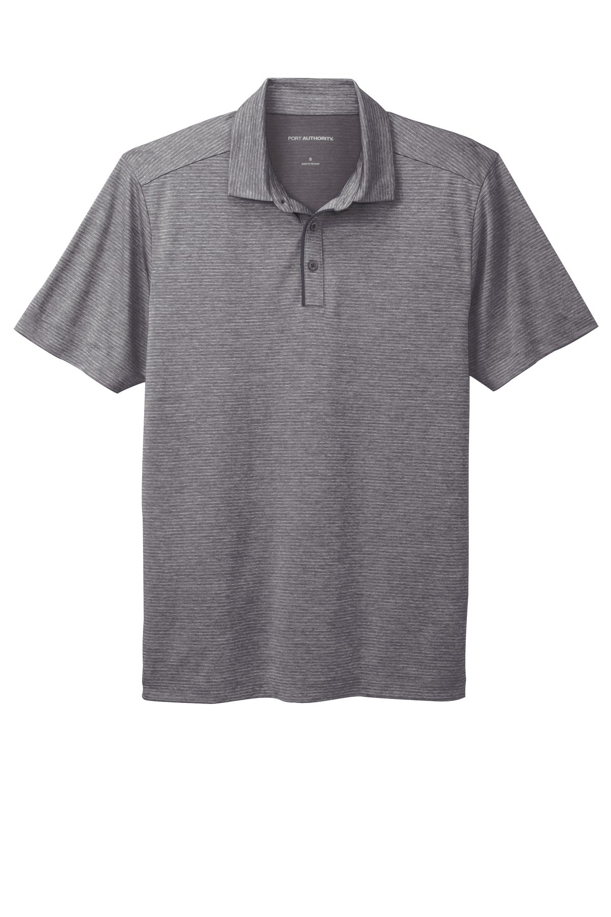 Front View of Shadow Grey Port Authority Shadow Stripe Polo. K585