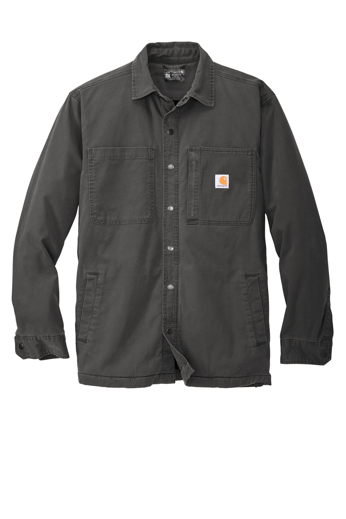 Front View of ShadowGrey Carhartt Rugged Flex Fleece-Lined Shirt Jac CT105532