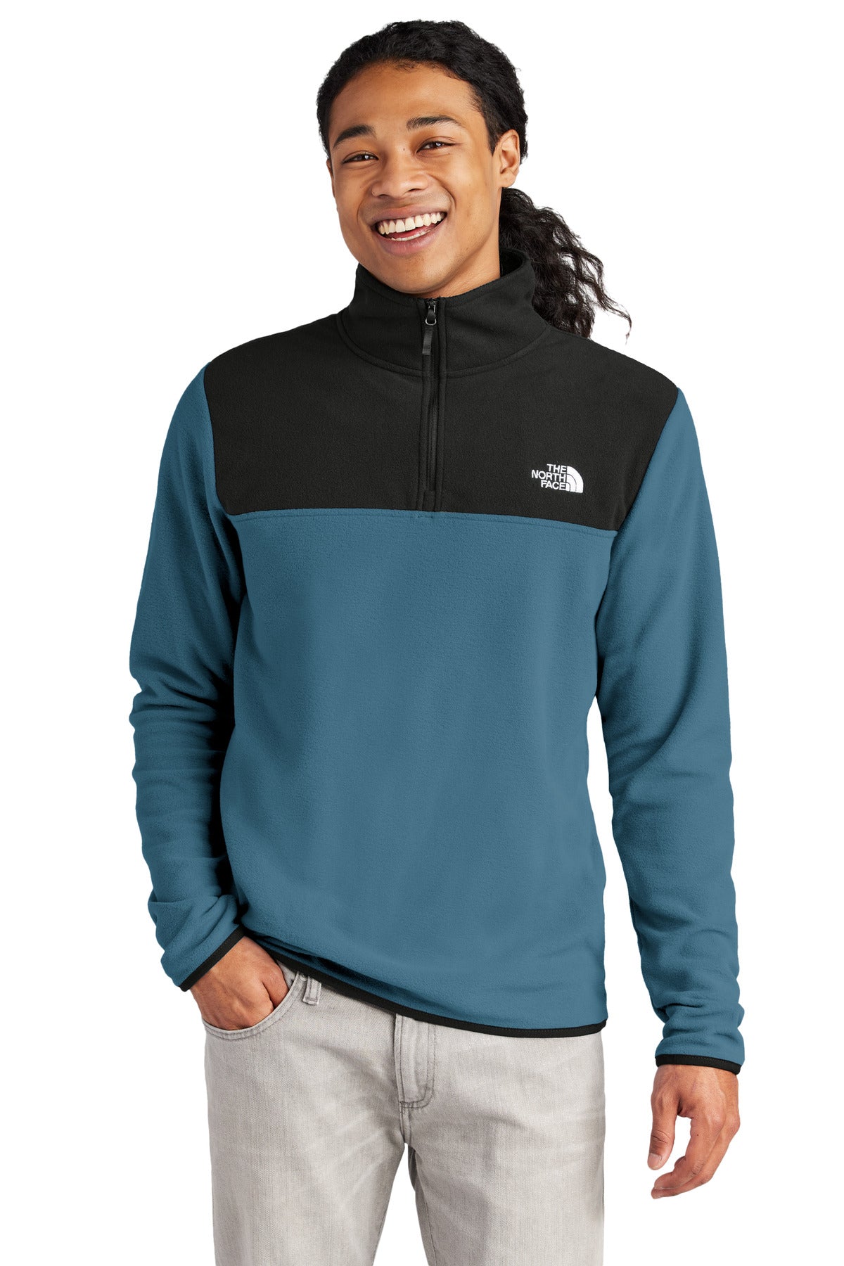 Front View of ShdyB/TNFB The North Face Glacier 1/4-Zip Fleece NF0A7V4L