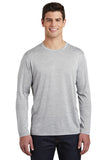 Front View of Silver Electrc Sport-Tek PosiCharge Long Sleeve Electric Heather Tee. ST390LS