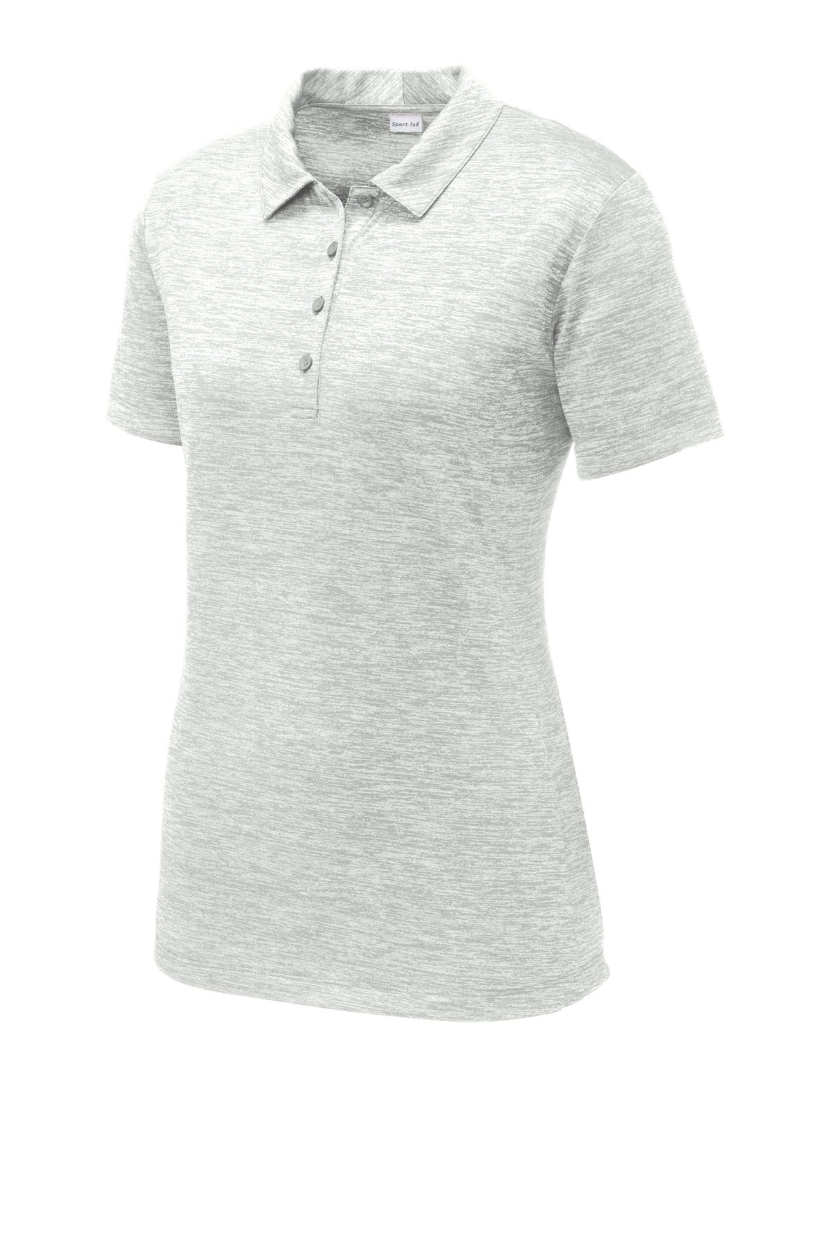Front View of Silver Electrc Sport-Tek Women's PosiCharge Electric Heather Polo. LST590