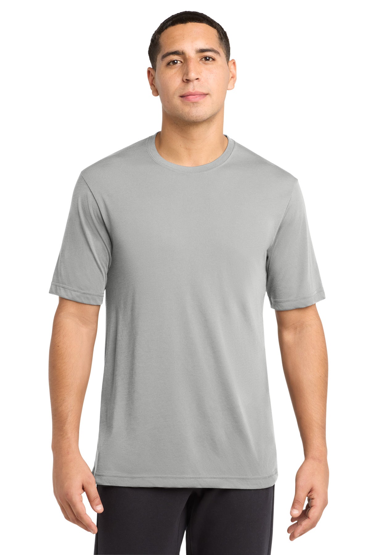 Front View of Silver Sport-Tek PosiCharge Competitor Cotton Touch Tee. ST450