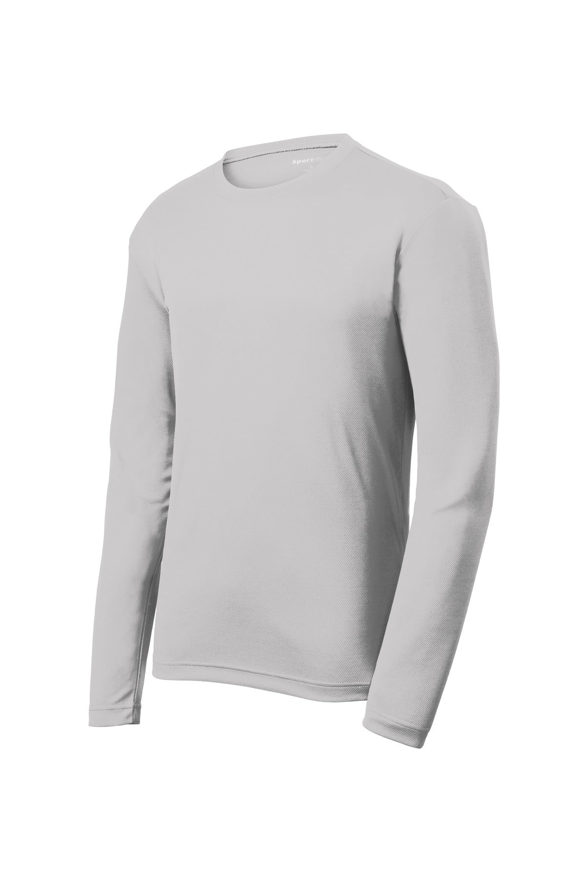 Front View of Silver Sport-Tek PosiCharge RacerMesh Long Sleeve Tee. ST340LS