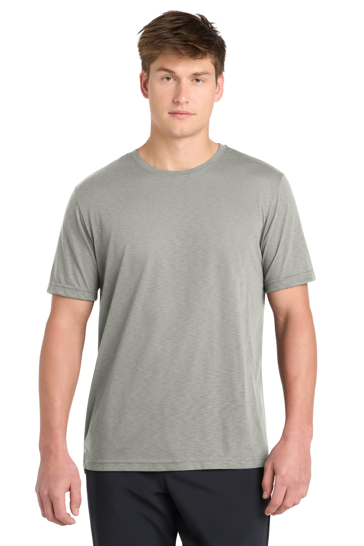 Front View of Silver Sport-Tek PosiCharge Strive Tee. ST430