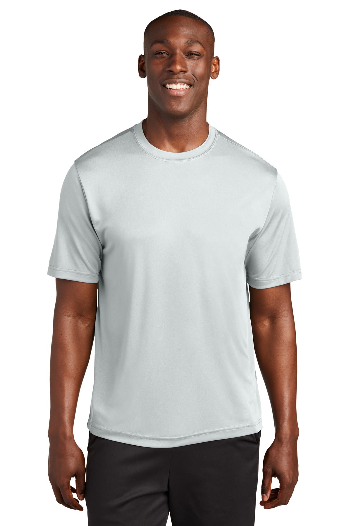 Front View of Silver Sport-Tek Tall PosiCharge Competitor Tee. TST350