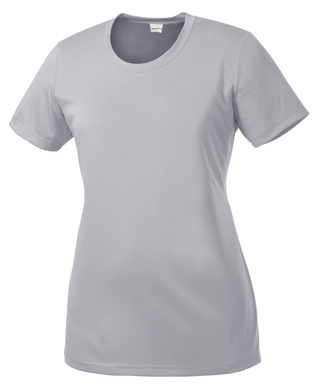 Front View of Silver Sport-Tek Women's PosiCharge Competitor Tee. LST350