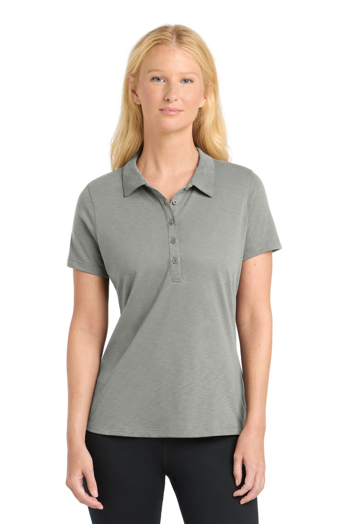 Front View of Silver Sport-Tek Women's PosiCharge Strive Polo. LST530