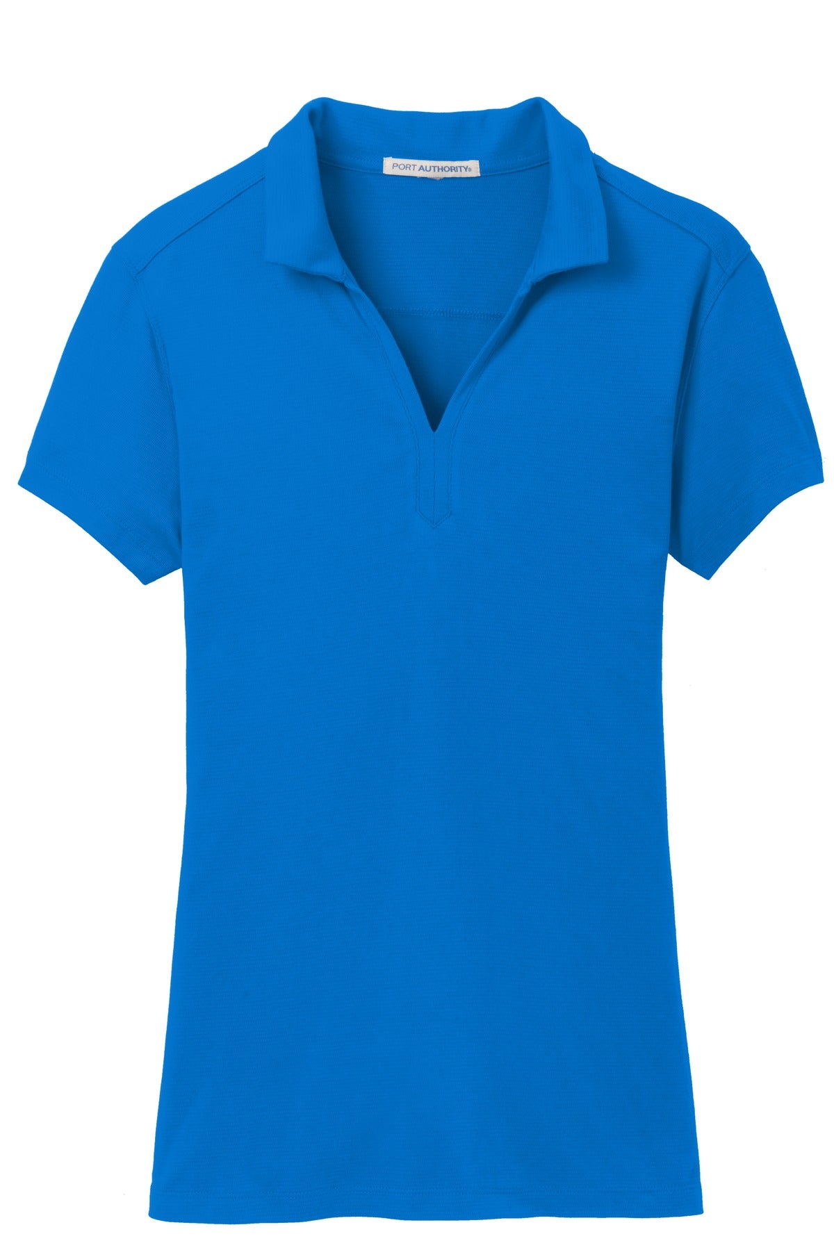 Front View of Skydiver Blue Port Authority Women's Rapid Dry Mesh Polo. L573