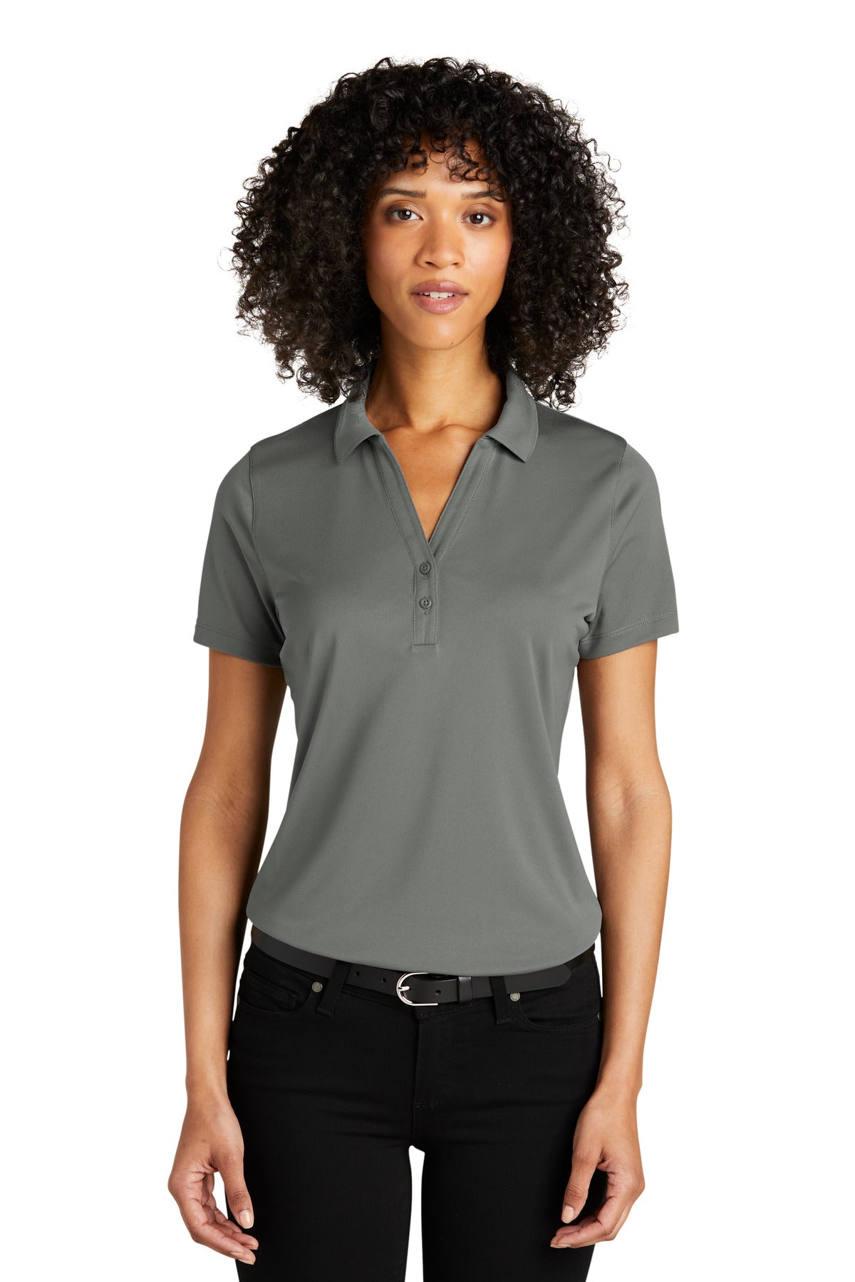 Front View of SmokeGrey Port Authority Women's C-FREE Performance Polo LK863